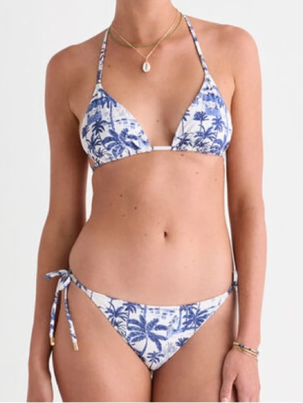 Vineyard Vines White and Blue Palm-Print Triangle Bikini set